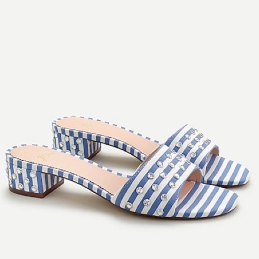 J.Crew Florence Block-heel Striped Jewel Slide Mule